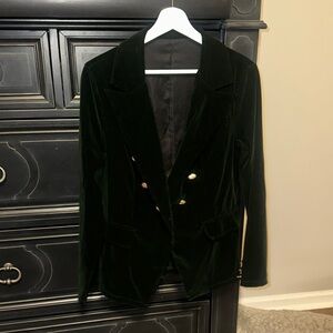 Elegant Dark Green Velvet Blazer